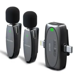Porodo Dual Connector Lavalier Microphone Dual Mic - Black